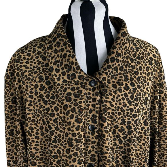 Vtg Leopard Print Blazer Lightweight Fully Lined Jacket Women’s Sz 24W Button Up - Picture 2 of 15